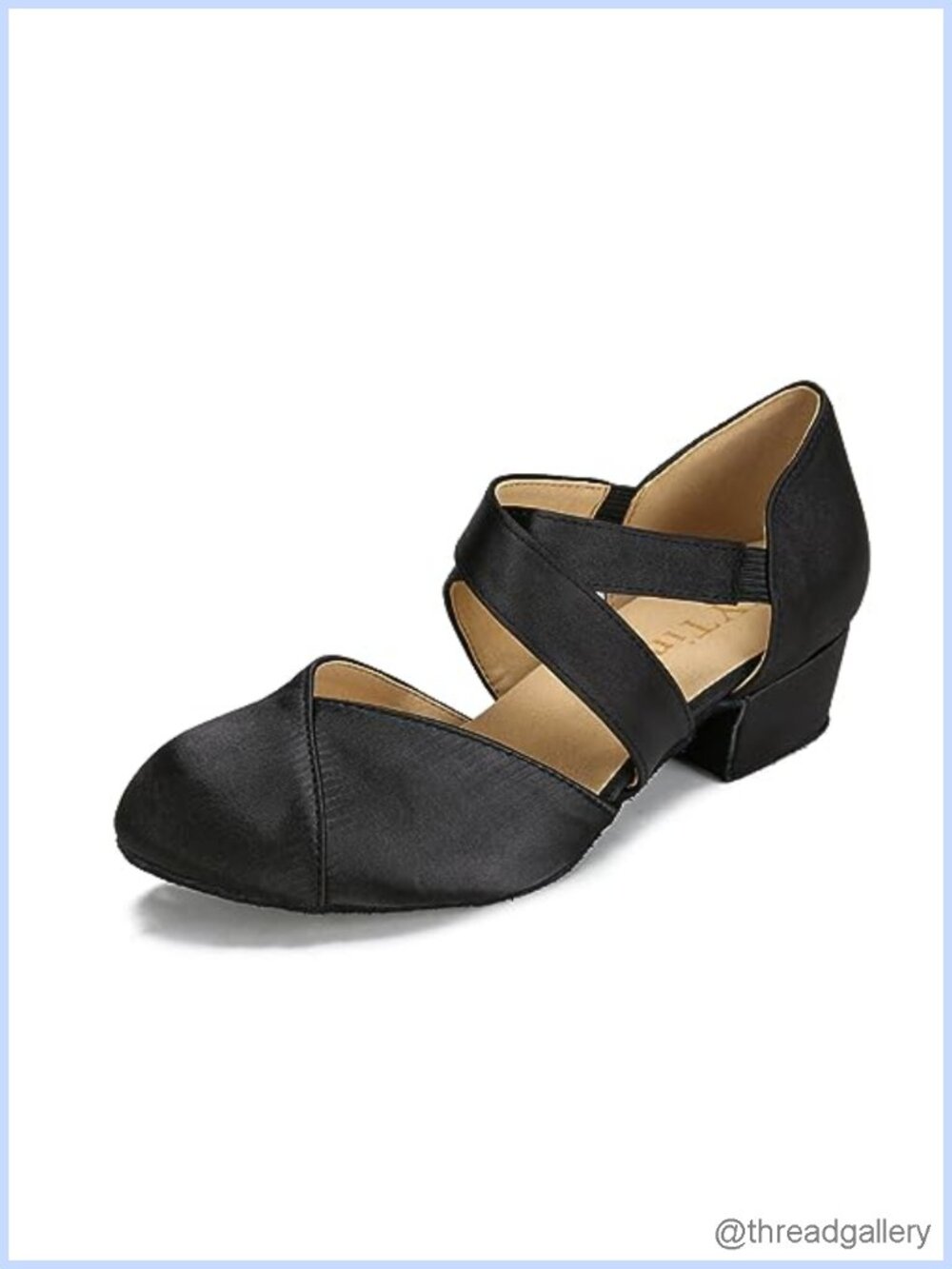 Women's Swing Latin Ballroom Dance Shoes Satin Suede Sole 1.5" Heel